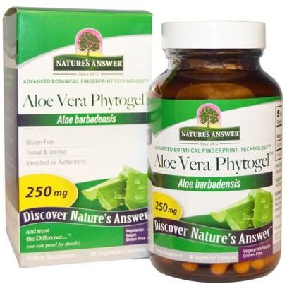 Natures Answer, Aloe Vera Phytogel, 250 mg, 90 Vegetarian Capsules ,المكملات الغذائية، الألوة فيرا، قبعات الألوة فيرا قبعات هلام