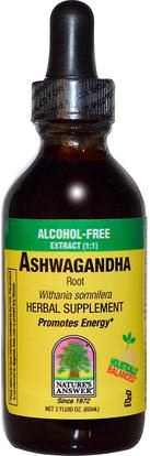 Natures Answer, Ashwagandha, 2,000 mg, 2 fl oz (60 ml) ,الأعشاب، أشواغاندا ويثانيا سومنيفيرا، أدابتوجين