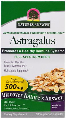 Natures Answer, Astragalus, 500 mg, 90 Vegetarian Capsules ,والمكملات الغذائية، والصحة، والانفلونزا الباردة والفيروسية