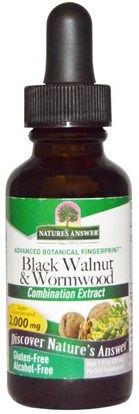 Natures Answer, Black Walnut & Wormwood, Alcohol-Free, 2,000 mg, 1 fl oz (30 ml) ,الأعشاب، الجوز الأسود