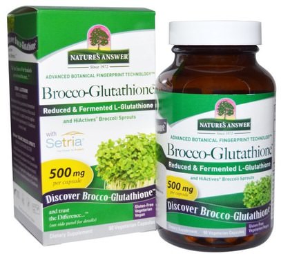 Natures Answer, Brocco-Glutathione, 500 mg, 60 Vegetarian Capsules ,المكملات الغذائية، البروكلي الصليبي