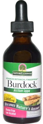 Natures Answer, Burdock, Low Alcohol, 2,000 mg, 2 fl oz (60 ml) ,الأعشاب، الجذر الأرقطيون