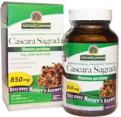 Natures Answer, Cascara Sagrada, Full Spectrum Herb, 850 mg, 90 Vegetarian Capsules ,الأعشاب، كاسكارا، ساغرادا