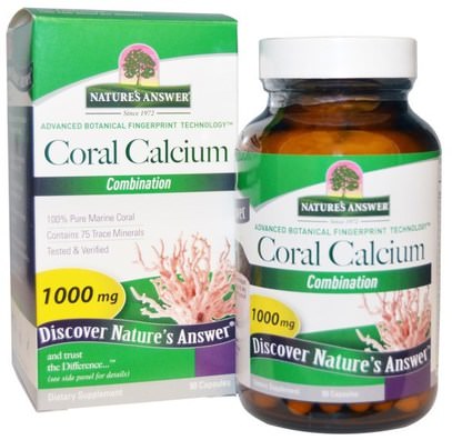 Natures Answer, Coral Calcium, Combination, 1000 mg, 90 Capsules ,المكملات الغذائية، المعادن، الكالسيوم، الكالسيوم المرجانية