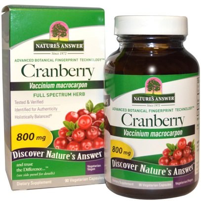 Natures Answer, Cranberry, 800 mg, 90 Vegetarian Capsules ,الأعشاب، التوت البري