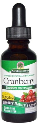 Natures Answer, Cranberry, Alcohol-Free, 10,000 mg, 1 fl oz (30 ml) ,الأعشاب، عصير التوت البري استخراج