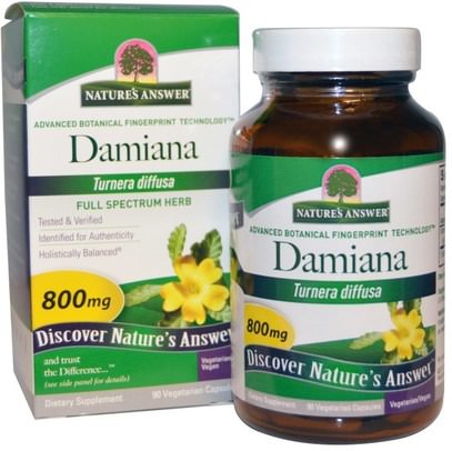 Natures Answer, Damiana Leaf, 800 mg, 90 Vegetarian Capsules ,الأعشاب، داميانا