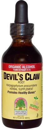 Natures Answer, Devils Claw, Root, Organic Alcohol Fluid Extract (1:1), 2 fl oz (60 ml) ,الصحة، إلتهاب، الشياطين، مخلب