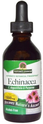 Natures Answer, Echinacea, Alcohol-Free, 1000 mg, 2 fl oz (60 ml) ,المكملات الغذائية، المضادات الحيوية، السوائل إشنسا