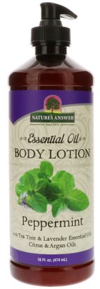 Natures Answer, Essential Oil, Body Lotion, Peppermint, 16 fl oz (474 ml) ,الصحة، الجلد، غسول الجسم
