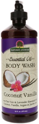 Natures Answer, Essential Oil, Body Wash, Coconut Vanilla, 16 fl oz (474 ml) ,حمام، الجمال، الصابون