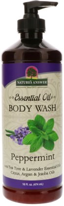 Natures Answer, Essential Oil, Body Wash, Peppermint, 16 fl oz (474 ml) ,حمام، الجمال، الصابون