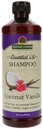Natures Answer, Essential Oil, Shampoo, Coconut Vanilla, 16 fl oz (474 ml) ,حمام، الجمال، دقة بالغة، فروة الرأس