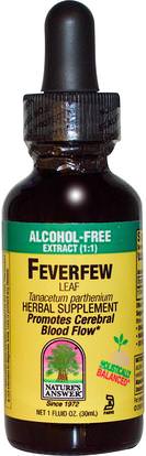 Natures Answer, FeverFew Leaf, Alcohol-Free, 1 fl oz (30 ml) ,الأعشاب، حمى