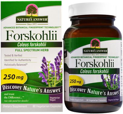 Natures Answer, Forskohlii, 250 mg, 60 Vegetarian Capsules ,الأعشاب، كوليوس فورسكهليي