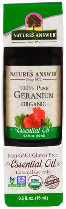 Natures Answer, Geranium Organic Essential Oil, 0.5 fl oz (15 ml) ,الأعشاب، إبرة الراعي