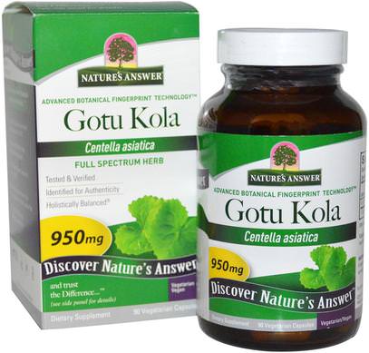 Natures Answer, Gotu Kola, 950 mg, 90 Vegetarian Capsules ,الصحة، المرأة، الدوالي الرعاية الوريد، غوتو كولا