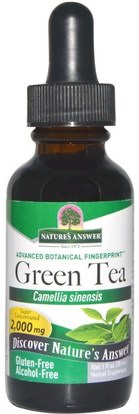 Natures Answer, Green Tea, Alcohol-Free, 2,000 mg, 1 fl oz (30 ml) ,المكملات الغذائية، مضادات الأكسدة، الشاي الأخضر