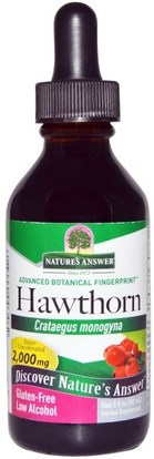 Natures Answer, Hawthorn, Low Organic Alcohol, 2,000 mg, 2 fl oz (60 ml) ,الأعشاب، الزعرور