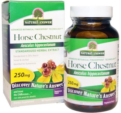 Natures Answer, Horse Chestnut, 250 mg, 90 Vegetarian Capsules ,الأعشاب، خشب الكستناء الحصان