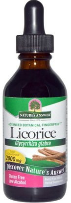 Natures Answer, Licorice, Low Alcohol, 2000 mg, 2 fl oz (60 ml) ,الأعشاب، الجذر عرق السوس (دغل)، أدابتوغين