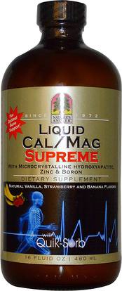 Natures Answer, Liquid Cal/Mag Supreme, Natural Vanilla, Strawberry and Banana Flavors, 16 fl oz (480 ml) ,المكملات الغذائية، المعادن، الكالسيوم، الكالسيوم السائل