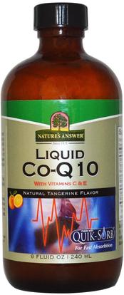 Natures Answer, Liquid Co-Q10 with Vitamins C & E, Natural Tangerine Flavor, 8 fl oz (240 ml) ,المكملات الغذائية، أنزيم q10، coq10، أنزيم q10 السائل