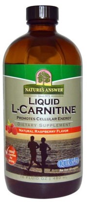 Natures Answer, Liquid L-Carnitine, Natural Raspberry Flavor, 16 fl oz (480 ml) ,المكملات الغذائية، والأحماض الأمينية، ل كارنيتين، ل كارنيتين السائل