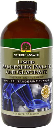 Natures Answer, Liquid Magnesium Malate and Glycinate, Natural Tangerine Flavor, 16 fl oz (480 ml) ,المكملات الغذائية، المعادن، غليسينات المغنيسيوم، المغنيسيوم السائل