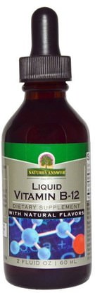 Natures Answer, Liquid Vitamin B-12, with Natural Flavors, 2 fl oz (60 ml) ,الفيتامينات، فيتامين ب، فيتامين ب 12، الفيتامينات السائل