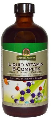 Natures Answer, Liquid Vitamin B-Complex, Natural Tangerine Flavor, 8 fl oz (240 ml) ,الفيتامينات السائل، فيتامين ب المعقدة