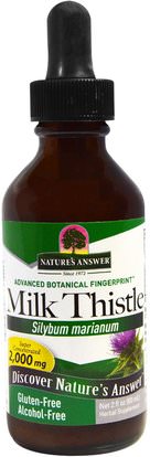 Natures Answer, Milk Thistle, Alcohol Free, 2,000 mg, 2 fl oz (60 ml) ,الصحة، السموم، الحليب الشوك (سيليمارين)، الحليب الشوك السائل