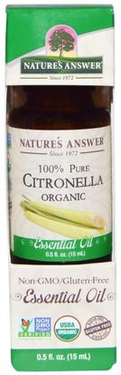 Natures Answer, Organic Essential Oil, 100% Pure Citronella, 0.5 fl oz (15 ml) ,حمام، الجمال، الزيوت العطرية الزيوت، زيت السترونيلا
