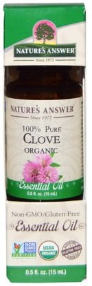 Natures Answer, Organic Essential Oil, 100% Pure Clove, 0.5 fl oz (15 ml) ,حمام، الجمال، الروائح الزيوت العطرية، زيت القرنفل