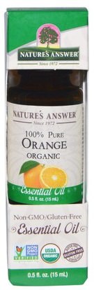 Natures Answer, Organic Essential Oil, 100% Pure Orange, 0.5 fl oz (15 ml) ,حمام، الجمال، الزيوت العطرية الزيوت، زيت البرتقال