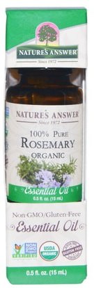 Natures Answer, Organic Essential Oil, 100% Pure Rosemary, 0.5 fl oz (15 ml) ,حمام، الجمال، الزيوت العطرية الزيوت، روزماري النفط