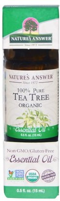Natures Answer, Organic Essential Oil, 100% Pure Tea Tree, 0.5 fl oz (15 ml) ,حمام، الجمال، الروائح الزيوت العطرية، زيت شجرة الشاي