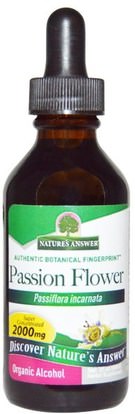 Natures Answer, Passion Flower, Low Organic Alcohol, 2000 mg, 2 fl oz (60 ml) ,الأعشاب، زهرة العاطفة