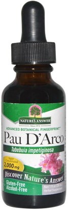 Natures Answer, Pau D Arco, Alcohol-Free, 2,000 mg, 1 fl oz (30 ml) ,الأعشاب، بو، داركو