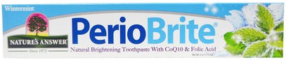 Natures Answer, PerioBrite, Natural Brightening Toothpaste with CoQ10 & Folic Acid, Wintermint, 4 fl oz (113.4 g) ,حمام، الجمال، معجون أسنان