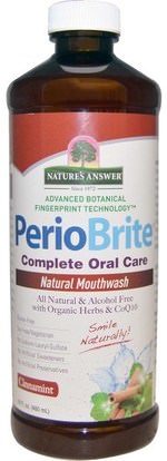 Natures Answer, PerioBrite, Natural Mouthwash, Cinnamint, 16 fl oz (480 ml) ,حمام، الجمال، شفهي، الأسنان، تهتم، غسول الفم