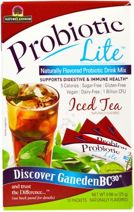 Natures Answer, Probiotic Lite, Iced Tea, 10 Packets 0.88 oz (25 g) ,المكملات الغذائية، البروبيوتيك