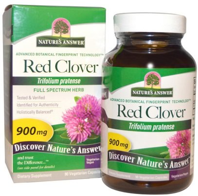 Natures Answer, Red Clover, 900 mg, 90 Vegetarian Capsules ,الأعشاب، البرسيم الأحمر