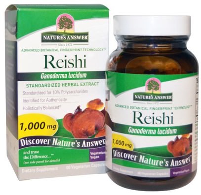 Natures Answer, Reishi, Standardized Herbal Extract, 1,000 mg, 60 Vegetarian Capsules ,المكملات الغذائية، الفطر الطبية، الفطر ريشي، كبسولات الفطر