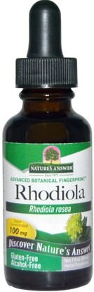 Natures Answer, Rhodiola, Rhodiola Rosea, 100 mg, 1 fl oz (30 ml) ,الأعشاب، روديولا الوردية، أدابتوجين