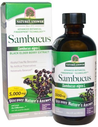 Natures Answer, Sambucus, Black Elder Berry Extract, 5,000 mg, 4 fl oz (120 ml) ,الصحة، الإنفلونزا الباردة والفيروسية، إلديربيري (سامبوكوس)