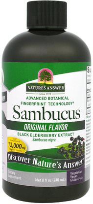 Natures Answer, Sambucus, Original Flavor, 12,000 mg, 8 fl oz (240 ml) ,الصحة، الإنفلونزا الباردة والفيروسية، إلديربيري (سامبوكوس)