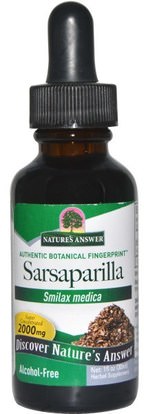 Natures Answer, Sarsaparilla, Alcohol-Free, 2000 mg, 1 fl oz (30 ml) ,الأعشاب، سارساباريلا استخراج سميلاكس