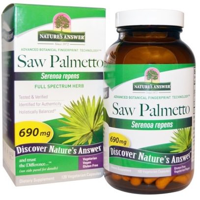Natures Answer, Saw Palmetto, Full Spectrum Herb, 690 mg, 120 Vegetarian Capsules ,الصحة، الرجال