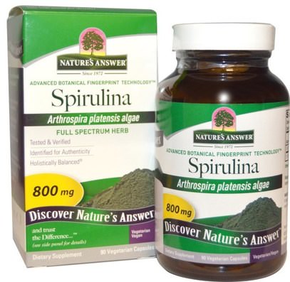 Natures Answer, Spirulina, 800 mg, 90 Vegetarian Capsules ,المكملات الغذائية، سبيرولينا